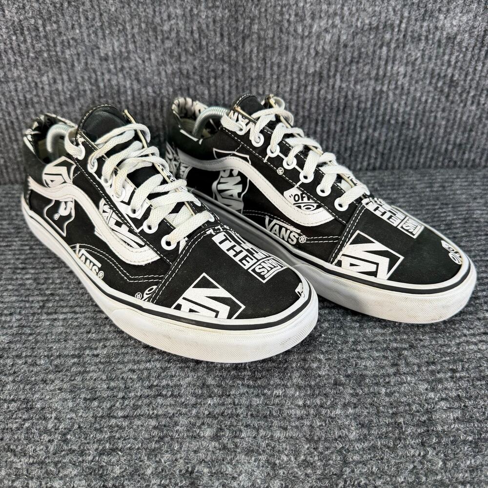 Vans Old Skool Men’s 11 Black White Logo Graphic Print Skate Shoes Sneakers